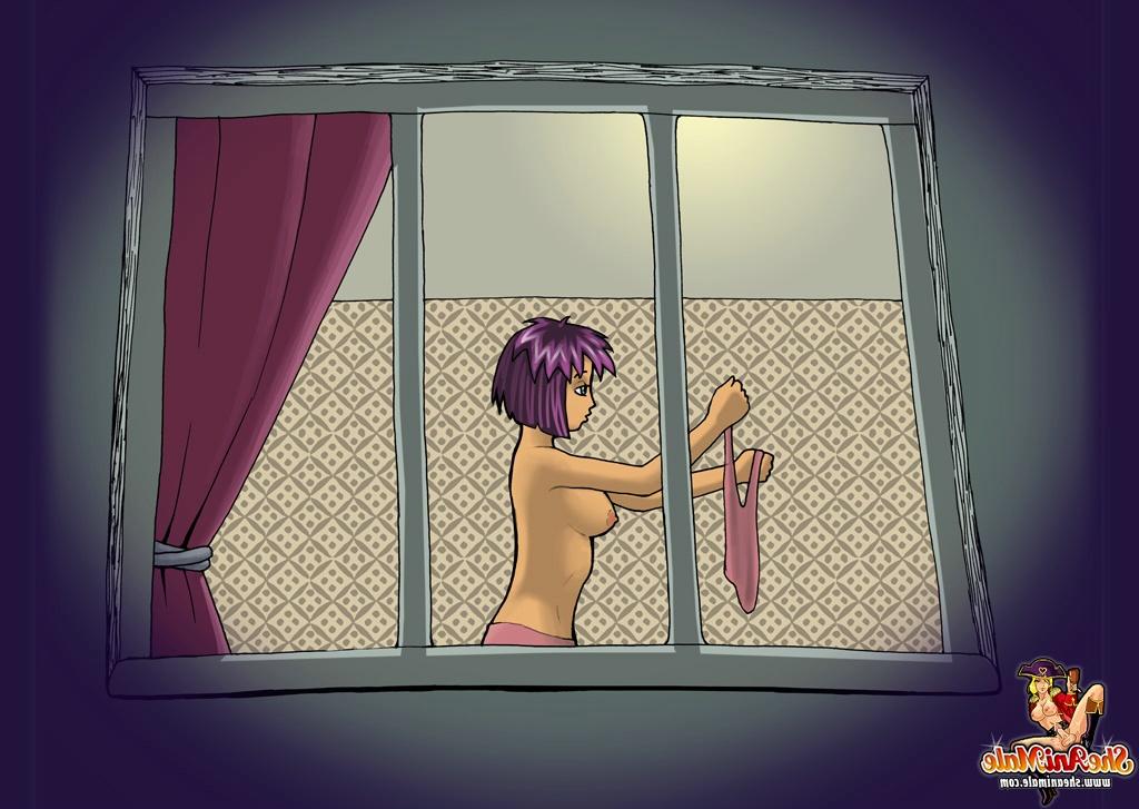 12P Travesti de anime sonolenta pega um ladrão durão e o faz bater no cu dela