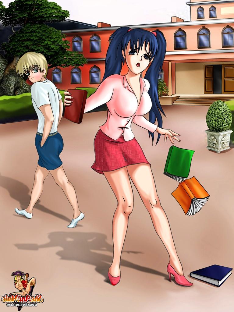 12P Adorable transexual anime tiene sexo ardiente con un chico al azar en el patio de la escuela