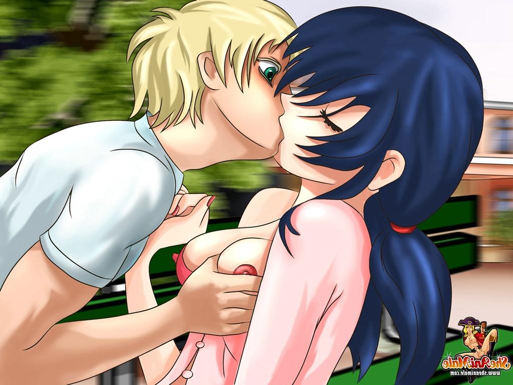 12P Adorable transexual anime tiene sexo ardiente con un chico al azar en el patio de la escuela