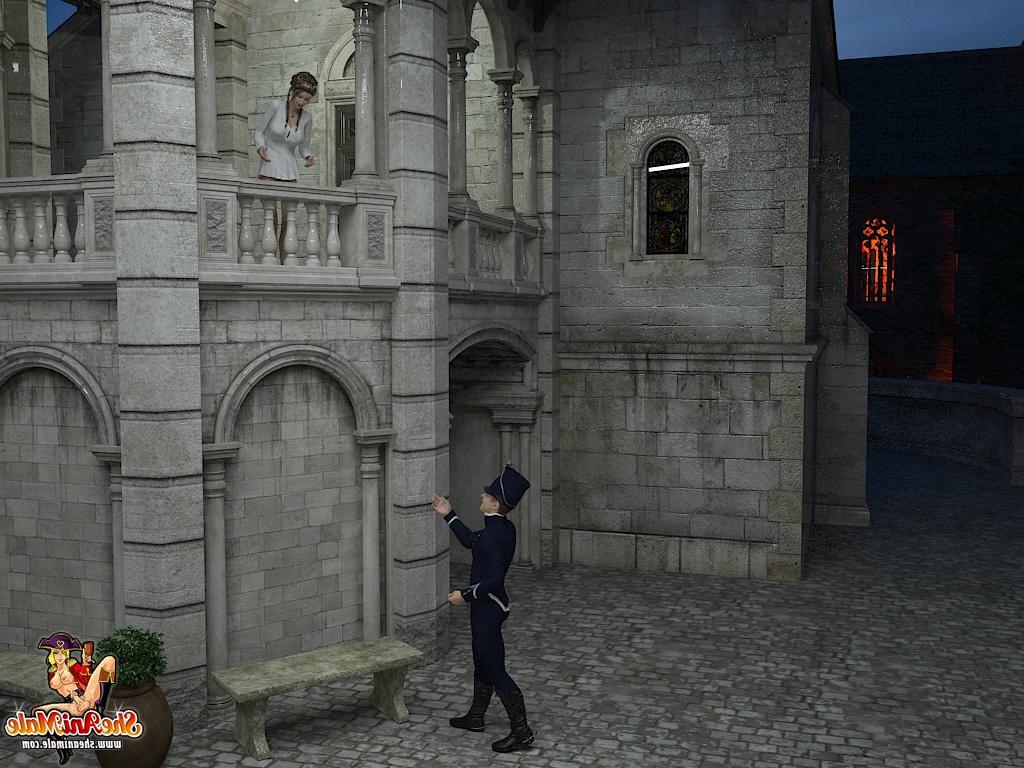20P Princesse transexuelle d'anime se fait enculer devant son château
