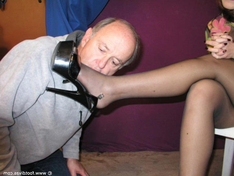 14P Sexy redhead Rubee Tuesday has an old man worship her stocking clad feet