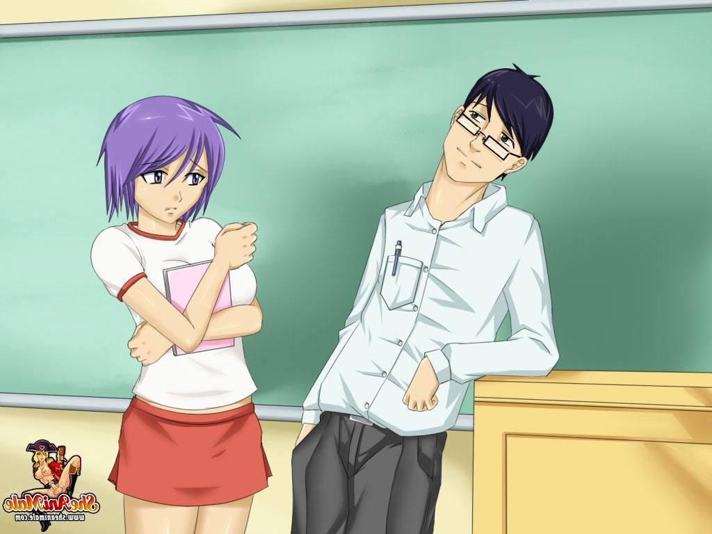 12P Animated tranny with a big dick fucks a nerdy guy in glasses on a table