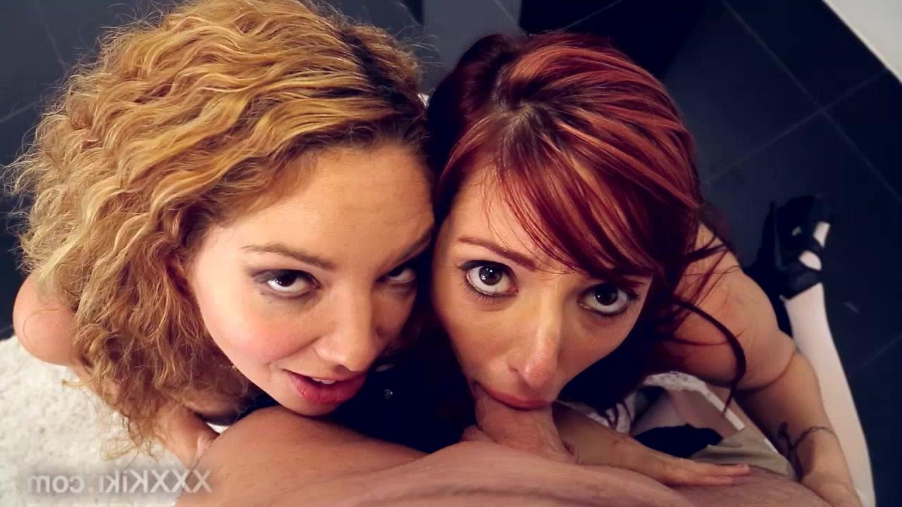 17P Die bisexuellen Rothaarigen Kiki Daire und Lauren Phillips küssen sich zum Abschluss eines Doppel-BJ