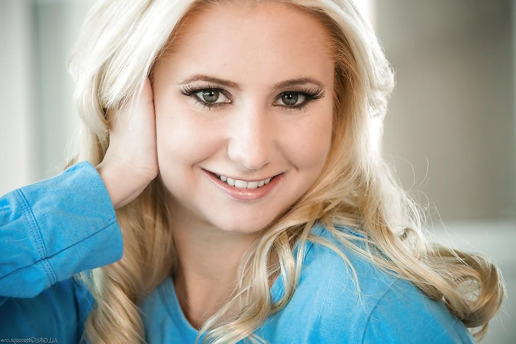 16P Blonde babe Odette Delacroix is taking off her blue pants and shirt