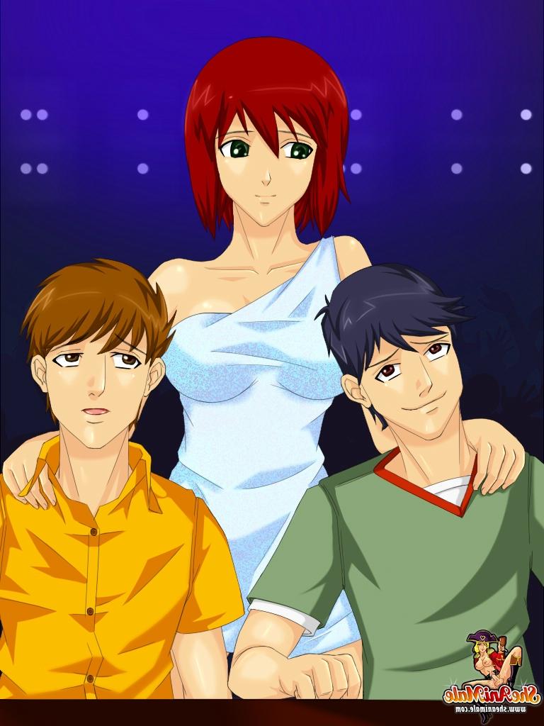 12P Animated redheaded tranny gets rammed by two stiff boners in DP action