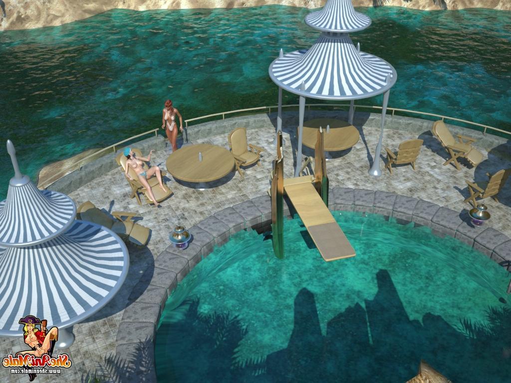20P Deux transexuelles chaudes d'anime ont des relations sexuelles anales interraciales intenses au bord de la piscine