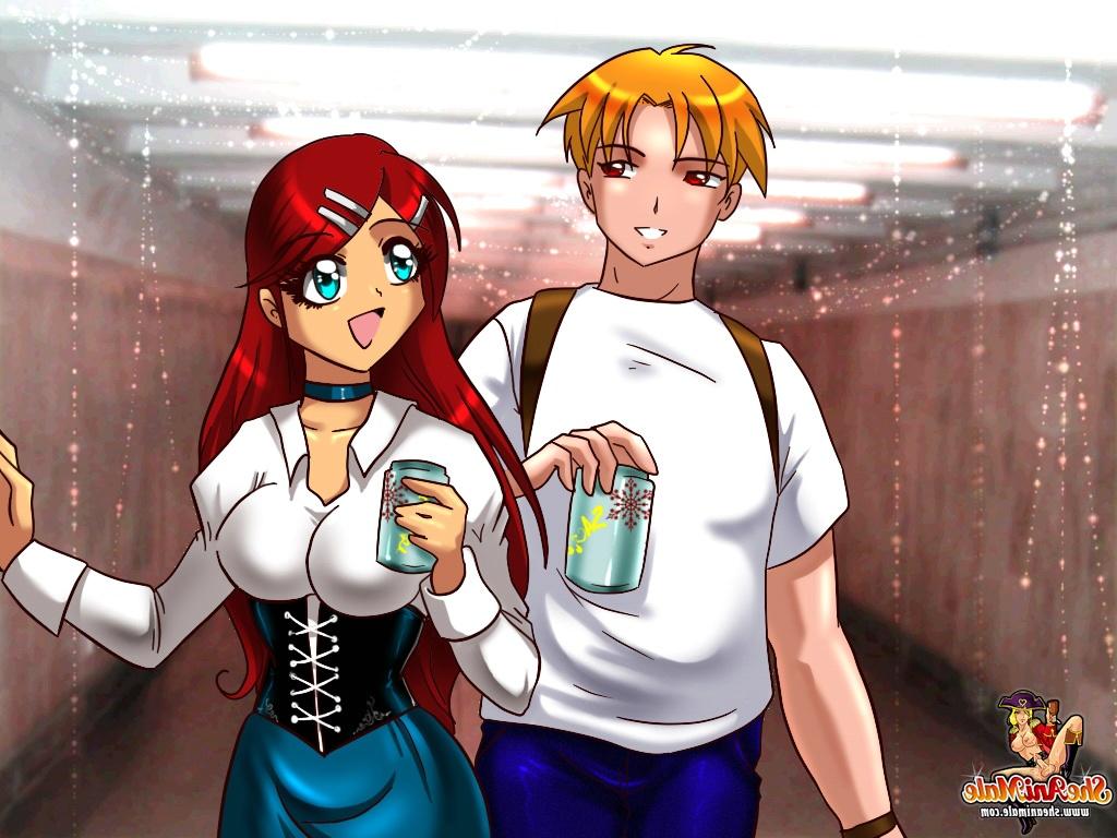 12P Transexual de dibujos animados con enormes tetas se folla a su novio que se convierte en un transexual caliente