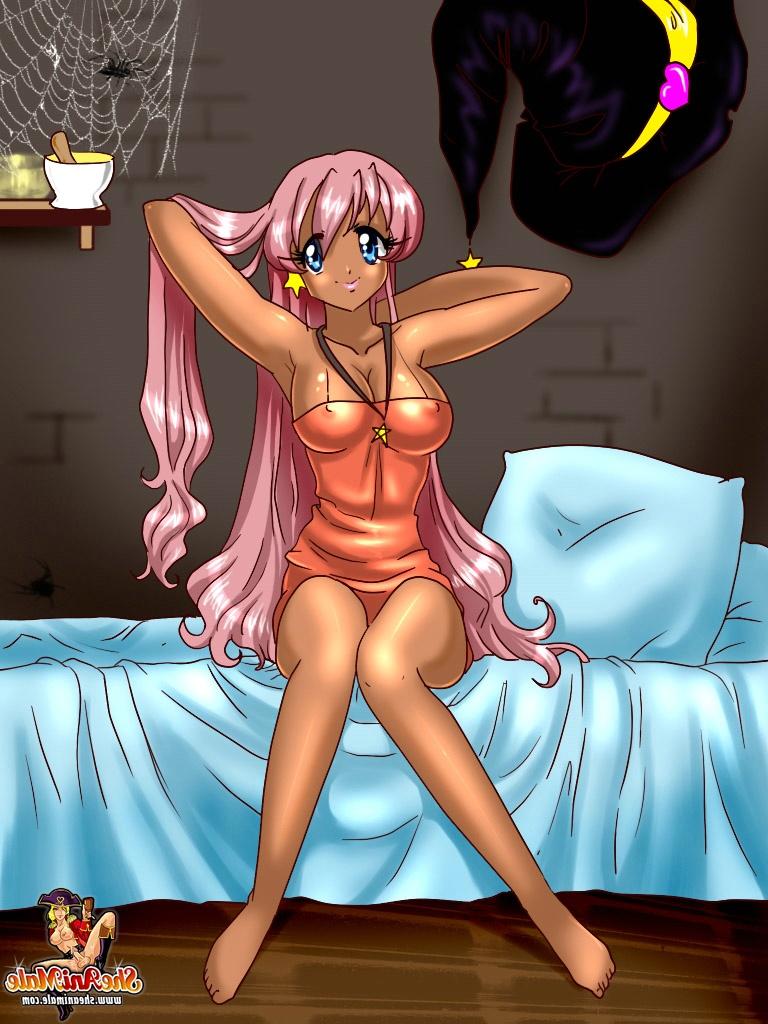12P Cartoon shemale faeries penetrate a witch in both holes at the same time