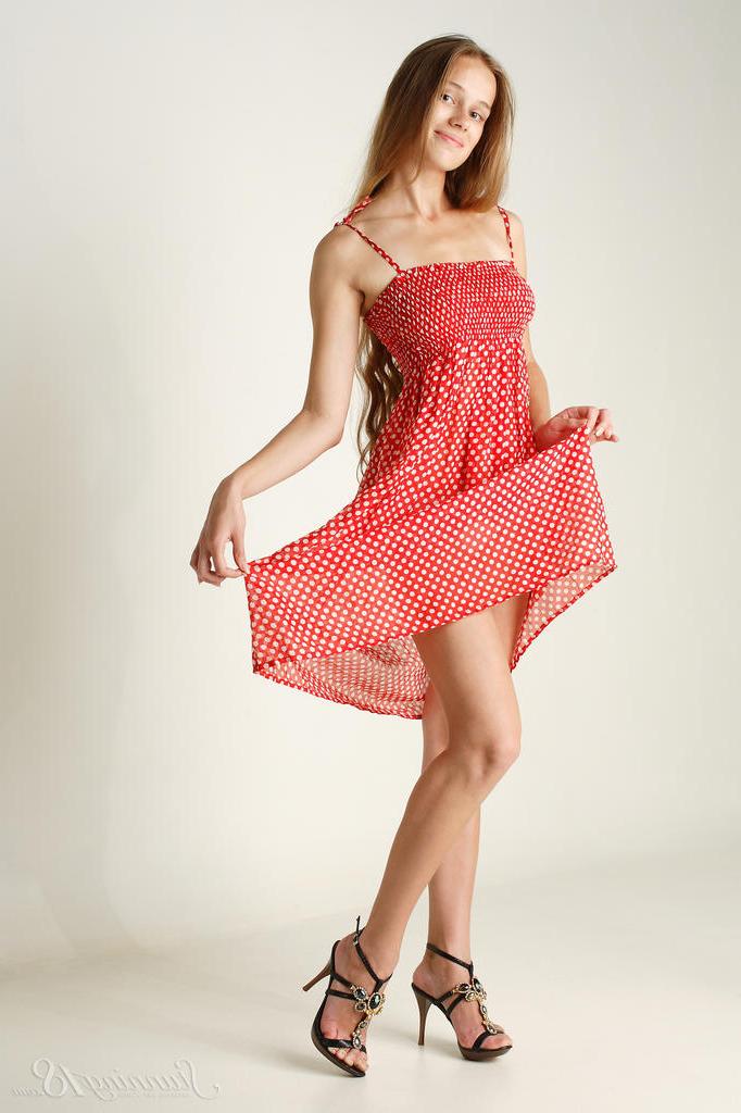 16P Alluring 18-year-old with long hair Liana B gets naked in her heels