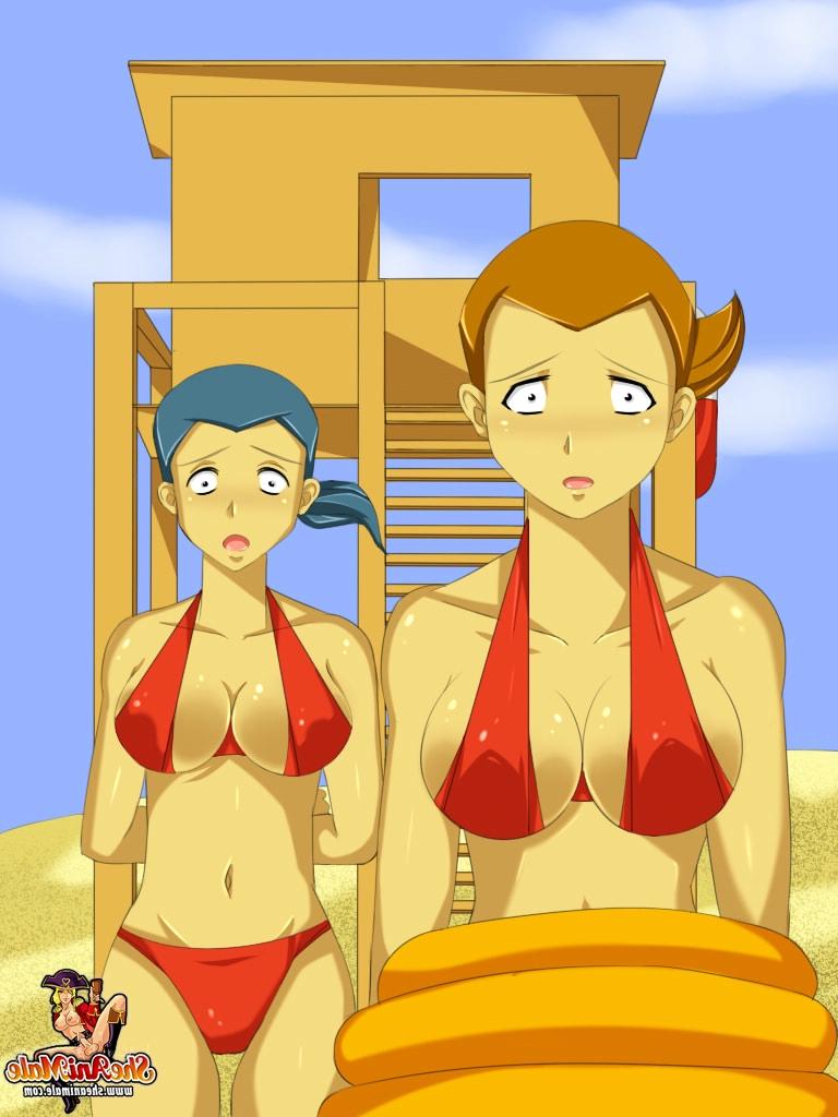 12P Busty animated shemales save a guy from drowning and fuck him on the beach