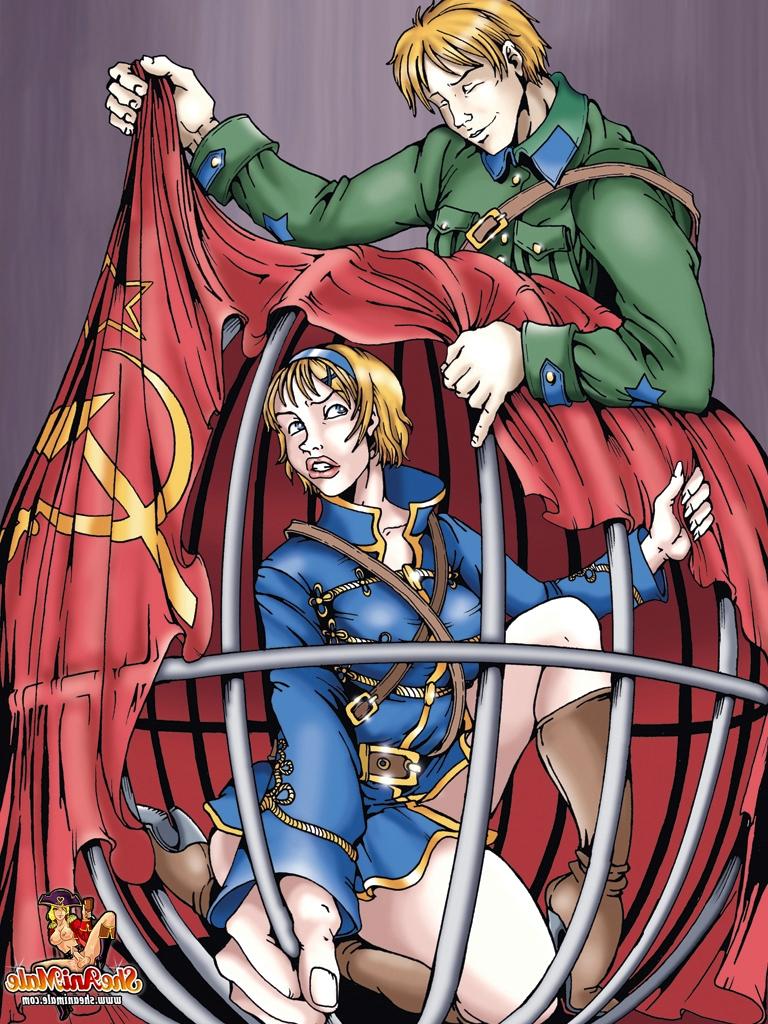 12P Refém travesti de anime batendo na bunda de um soldado sexy em várias posições