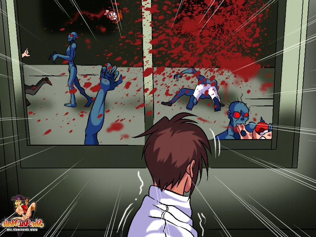 12P Transexual anime follando el estrecho ano de un chico después de rescatarlo de los zombies