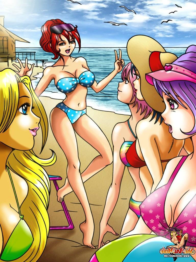 12P Des transexuelles de dessins animés en bikini se baisent le cul dans un quatuor vigoureux