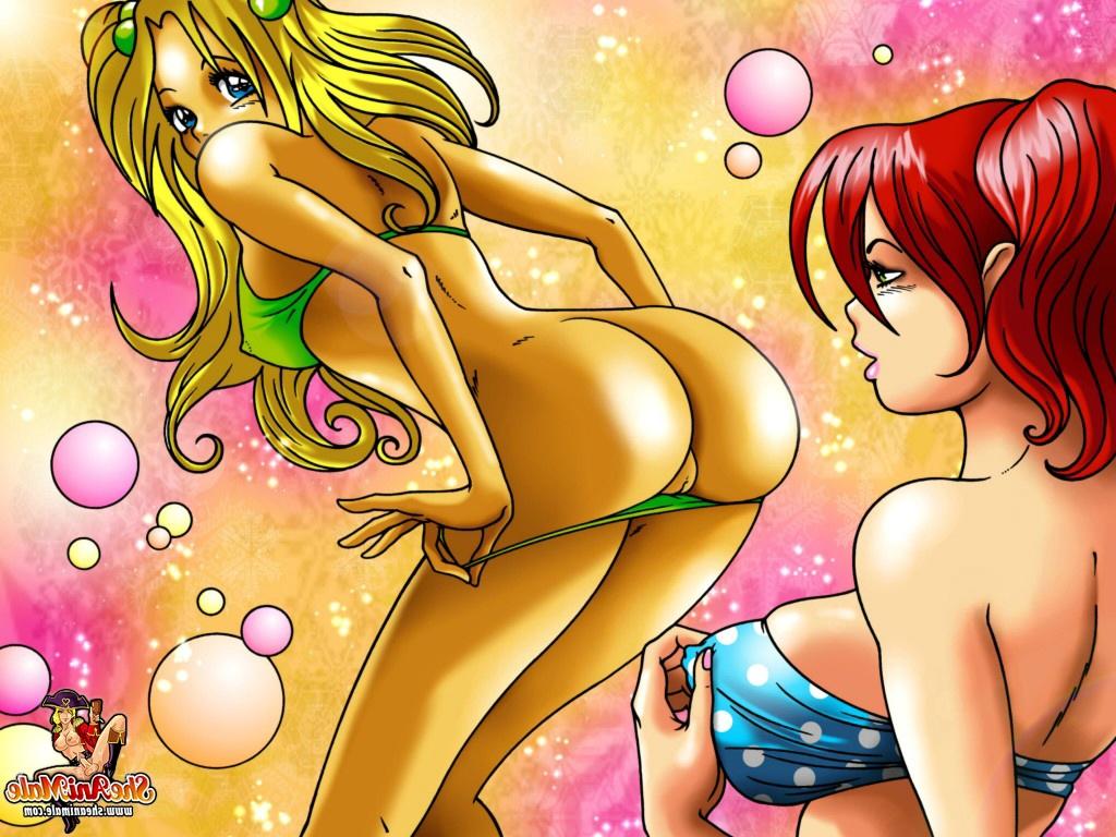 12P Des transexuelles de dessins animés en bikini se baisent le cul dans un quatuor vigoureux