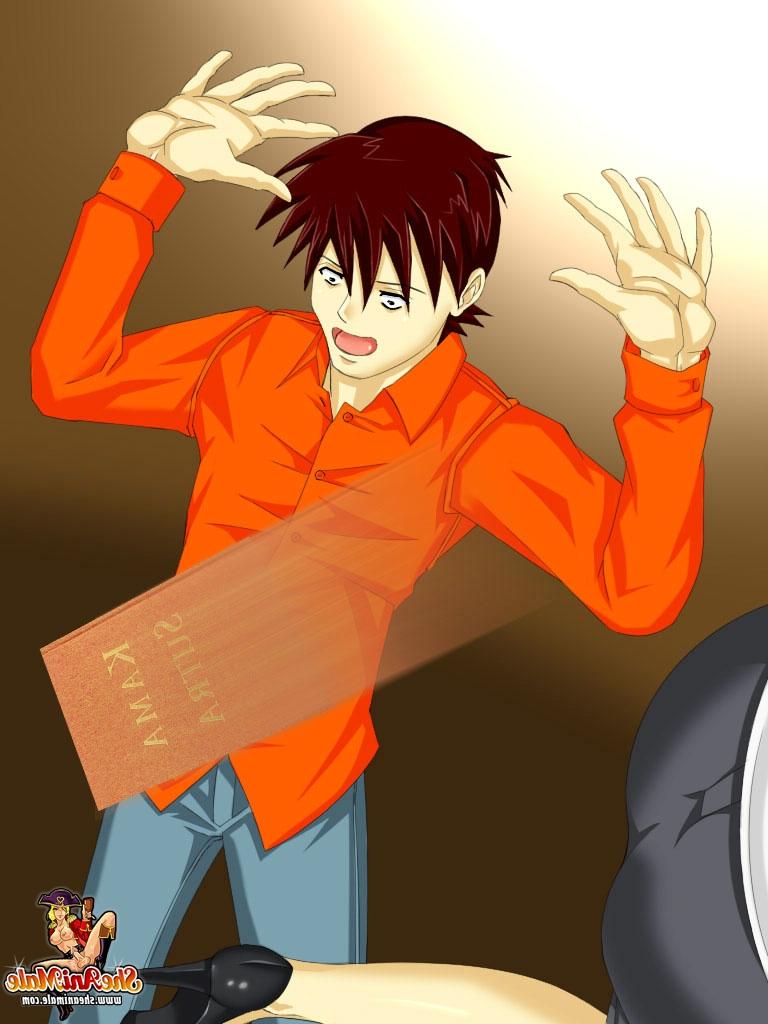 12P Animierte Transe mit blonden Haaren stopft einem Kerl in der Bibliothek das Arschloch