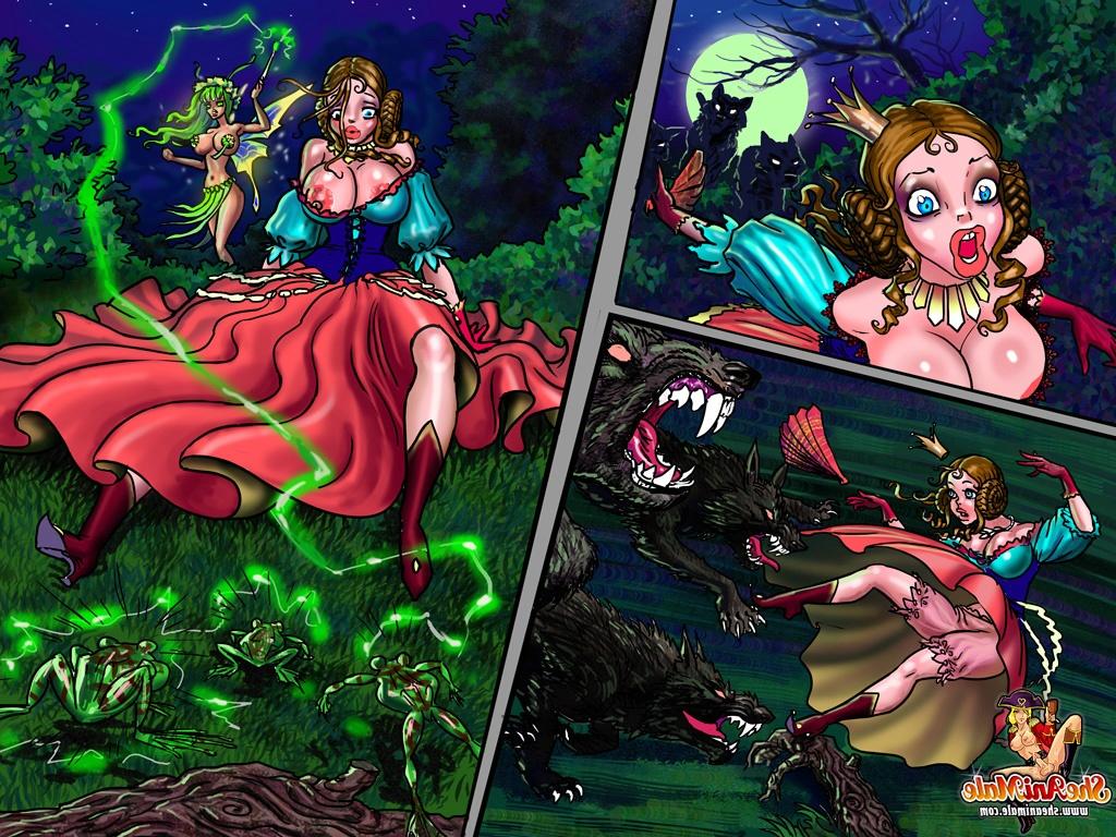 17P Travesti de desenho animado aterrorizando jovens mulheres de anime com seu pau enorme