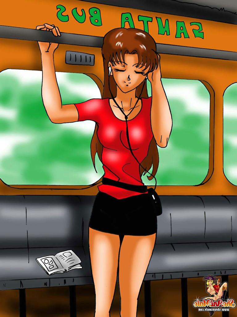 12P Travesti de anime fode uma garota peituda no metrô e goza em seus peitos grandes