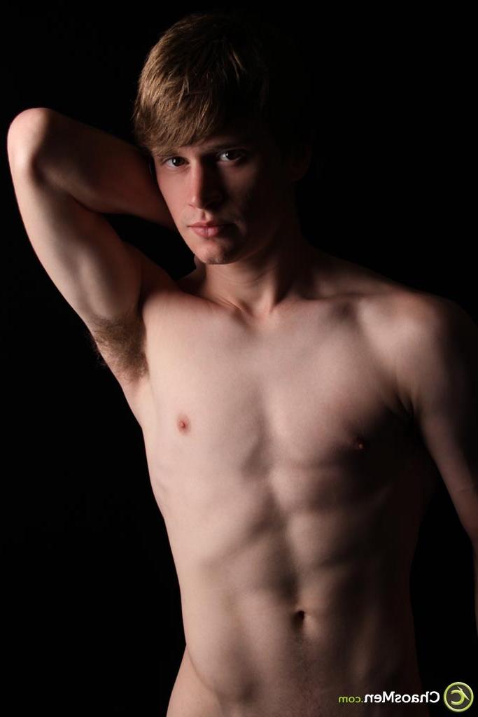 20P Good-looking twink Anthony shows off his lean naked body and his hairy dick