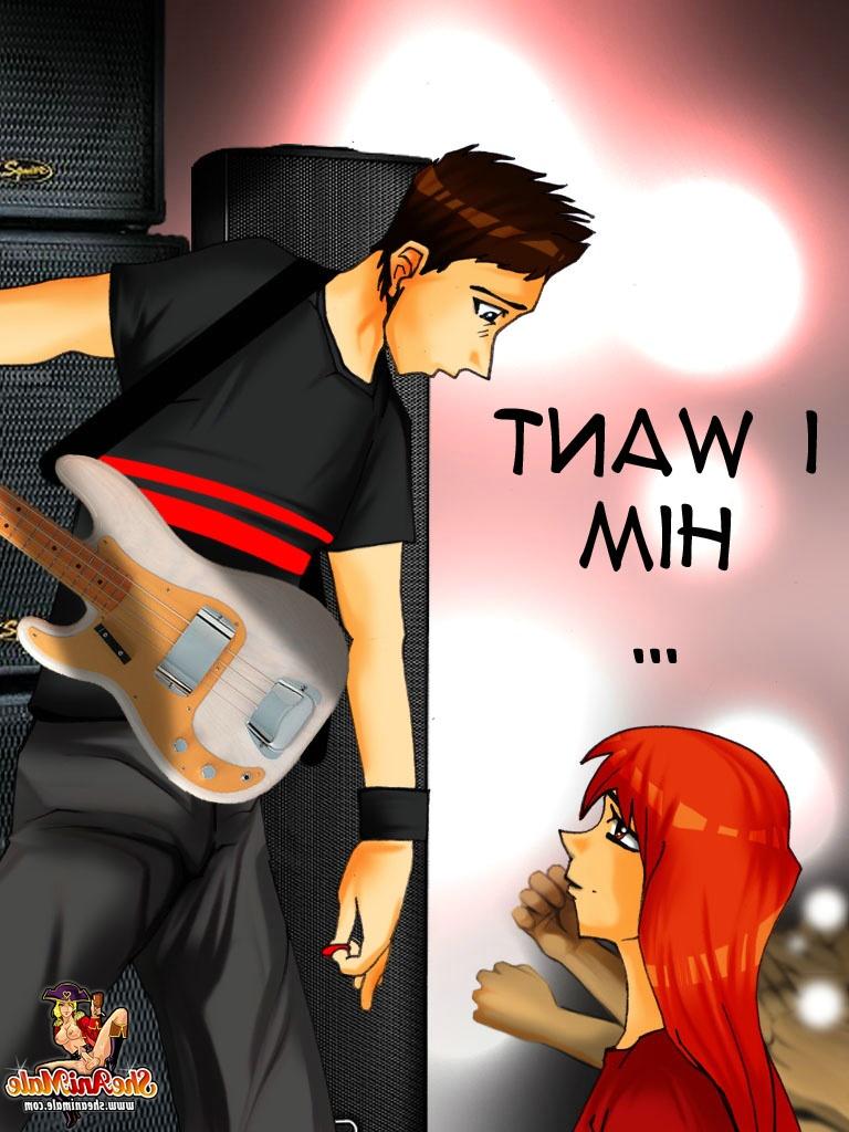 12P Travesti animada tem seu enorme pau branco sugado por um guitarrista