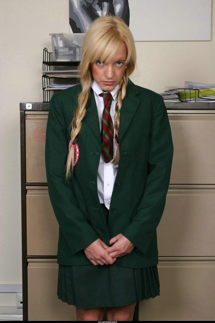 12P Blonde student exposes her bum for a caning from her female teacher