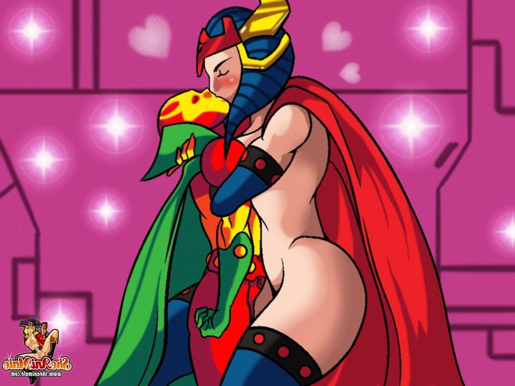 12P Super-herói travesti animado puxa seu pau e bate em seu inimigo