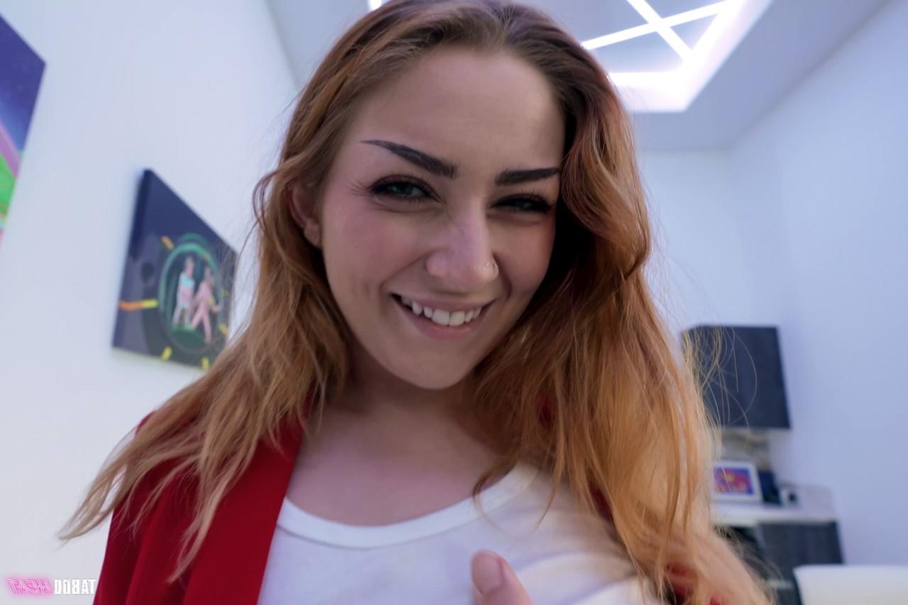 15P Redheaded girl with big natural tits Kira Fox engages in POV sex