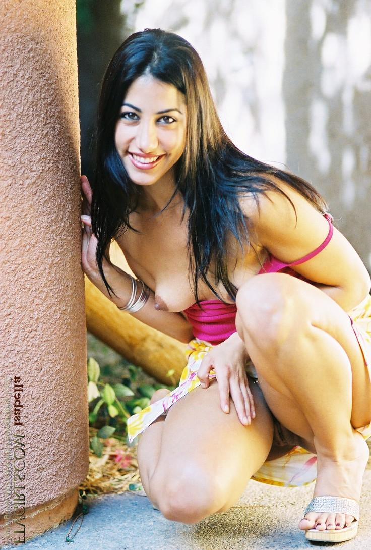 20P Exotic babe Isabella unveils her trimmed clam and small titties in a solo