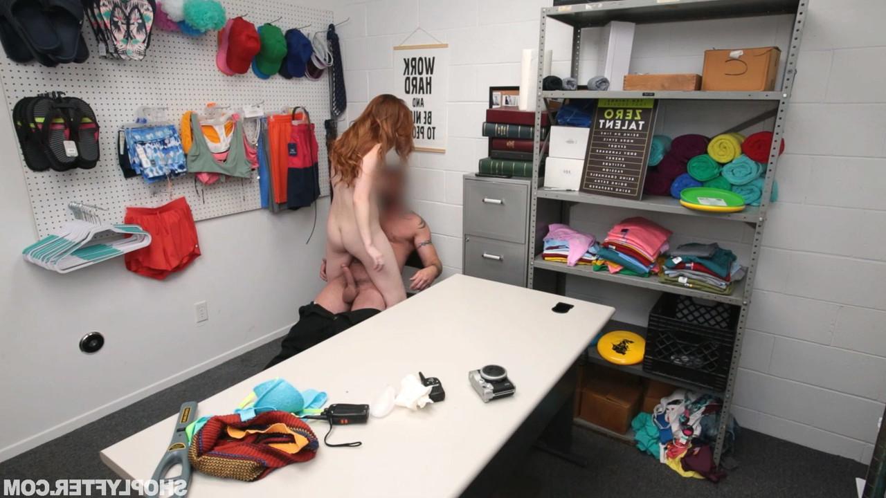 20P Curvy shoplifter Aria Carson gets stripped and fucked by the security officer
