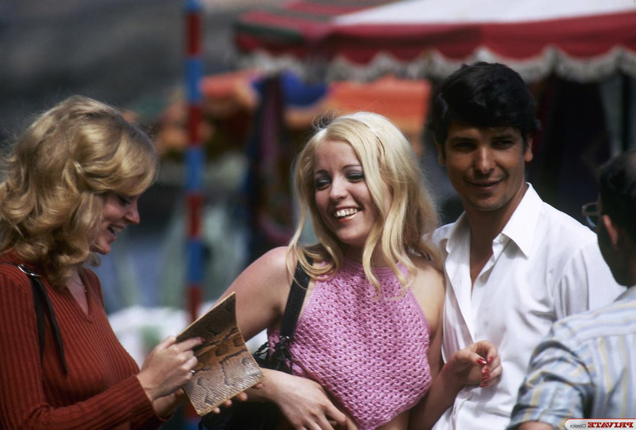 12P Hot females from the 60s walk around the city showing off some leg