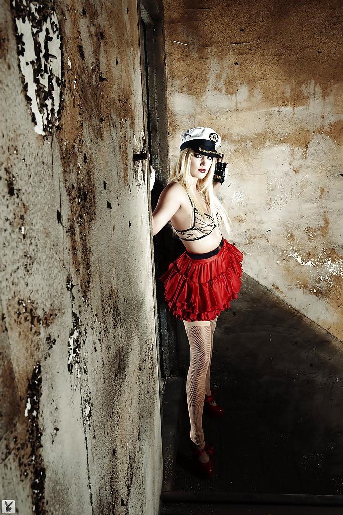 16P Tempting blonde babe Jennifer Pershing getting rid of her provocative outfit