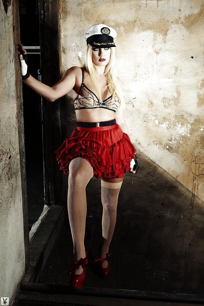 16P Tempting blonde babe Jennifer Pershing getting rid of her provocative outfit