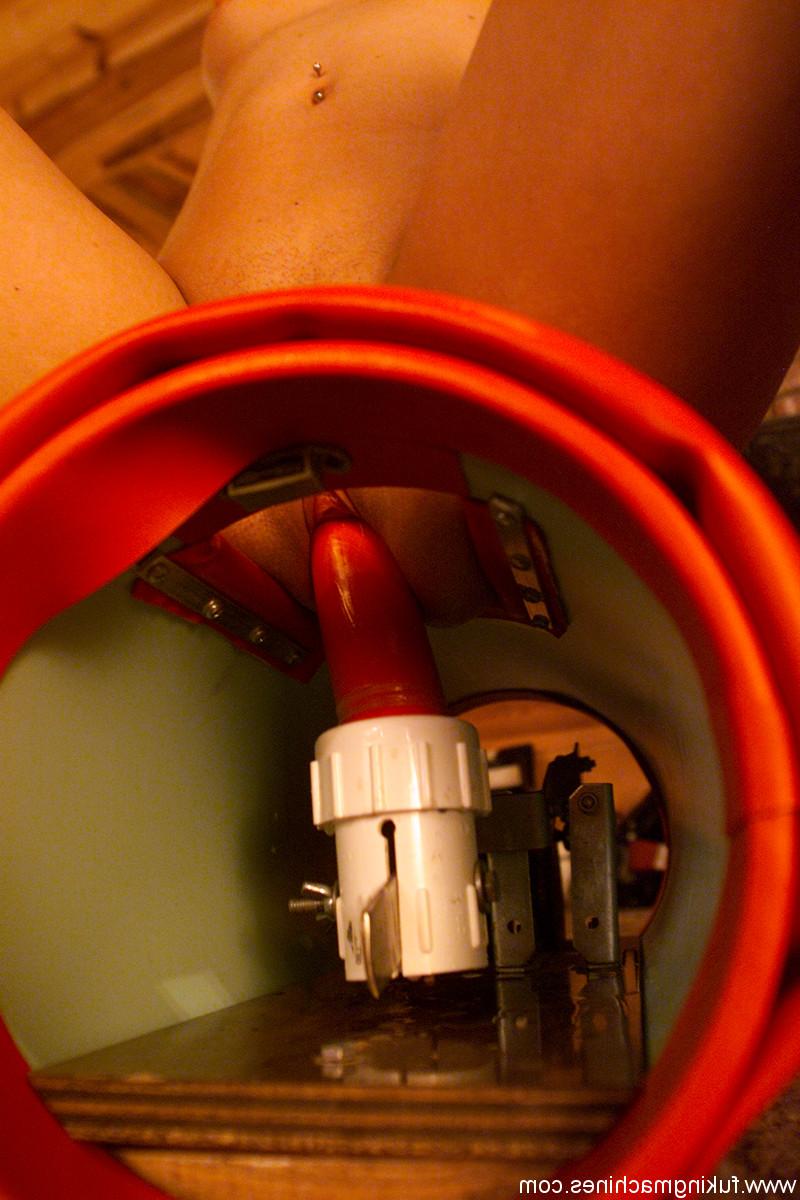 16P Tall butt naked MILF Rhiannon Bray riding an electric sex toy in a BDSM solo