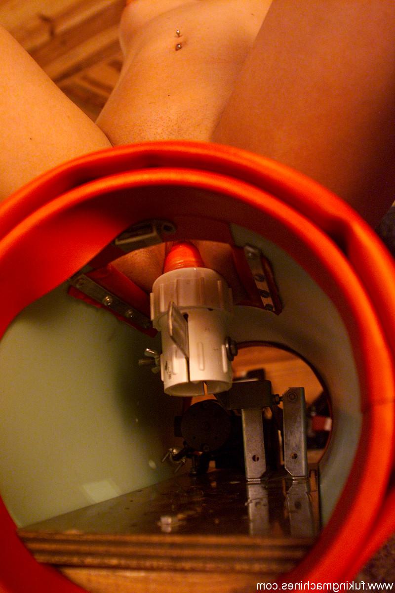 16P Tall butt naked MILF Rhiannon Bray riding an electric sex toy in a BDSM solo