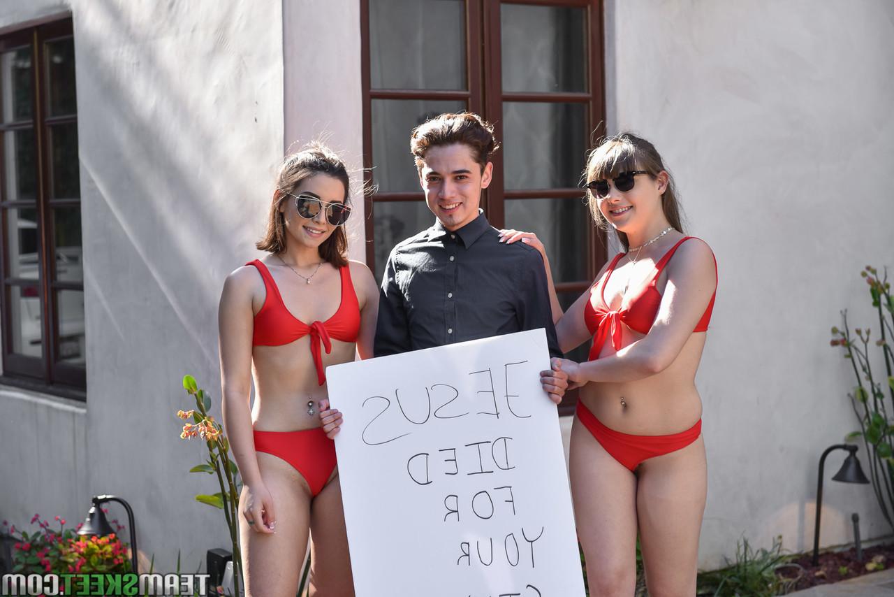 20P Cock hungry sisters Aria Lee and Luna Rival seduce and fuck their stepbro