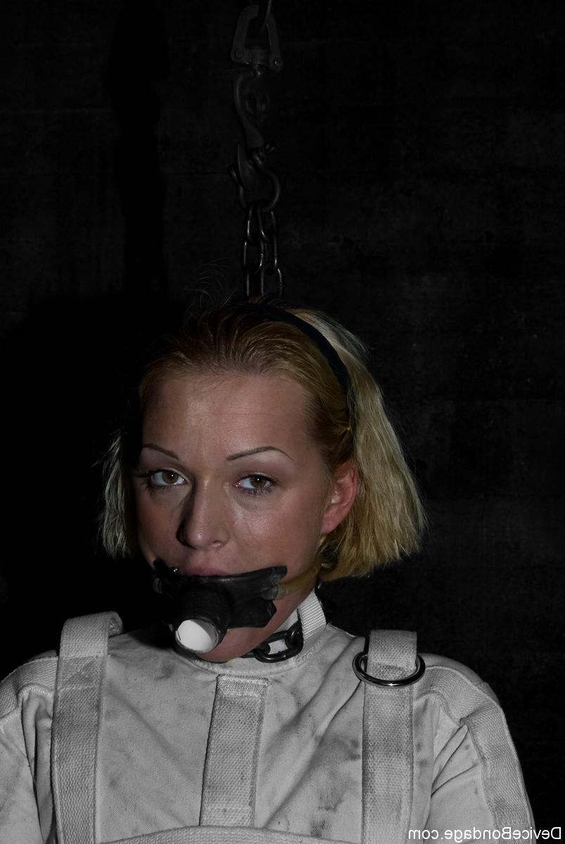 17P Blonde female Sara Faye is made to ride a Sybian in a straitjacket