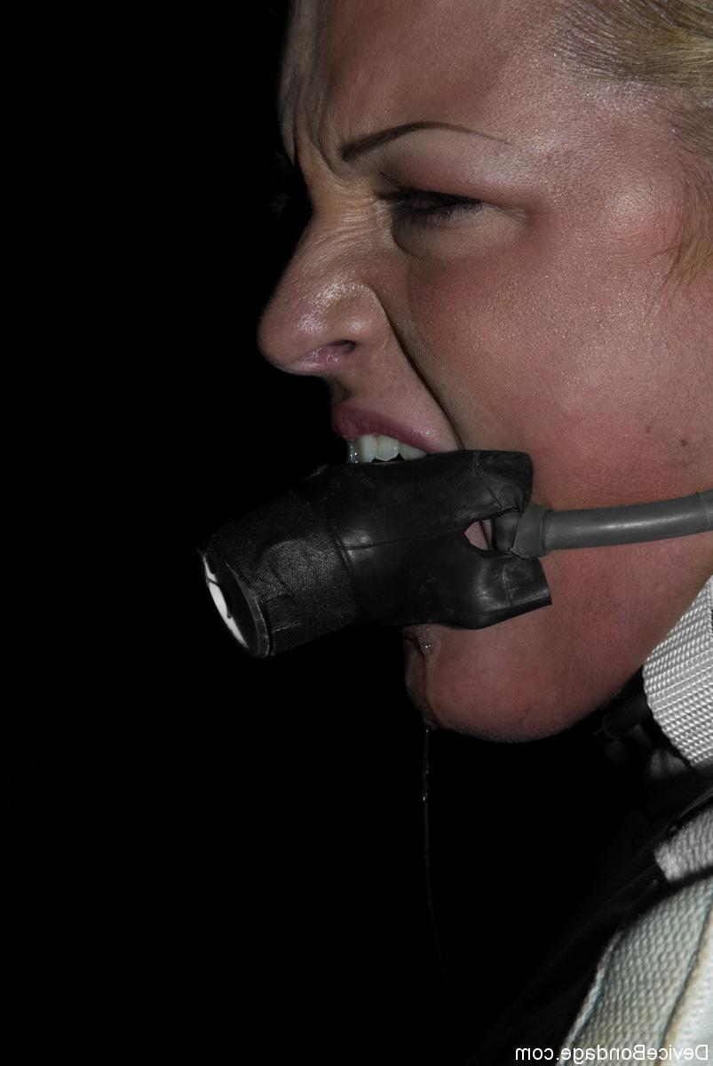 17P Blonde female Sara Faye is made to ride a Sybian in a straitjacket