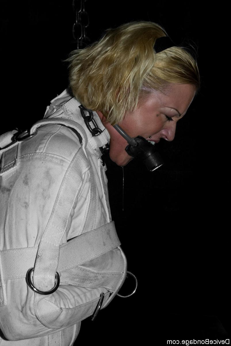 17P Blonde female Sara Faye is made to ride a Sybian in a straitjacket