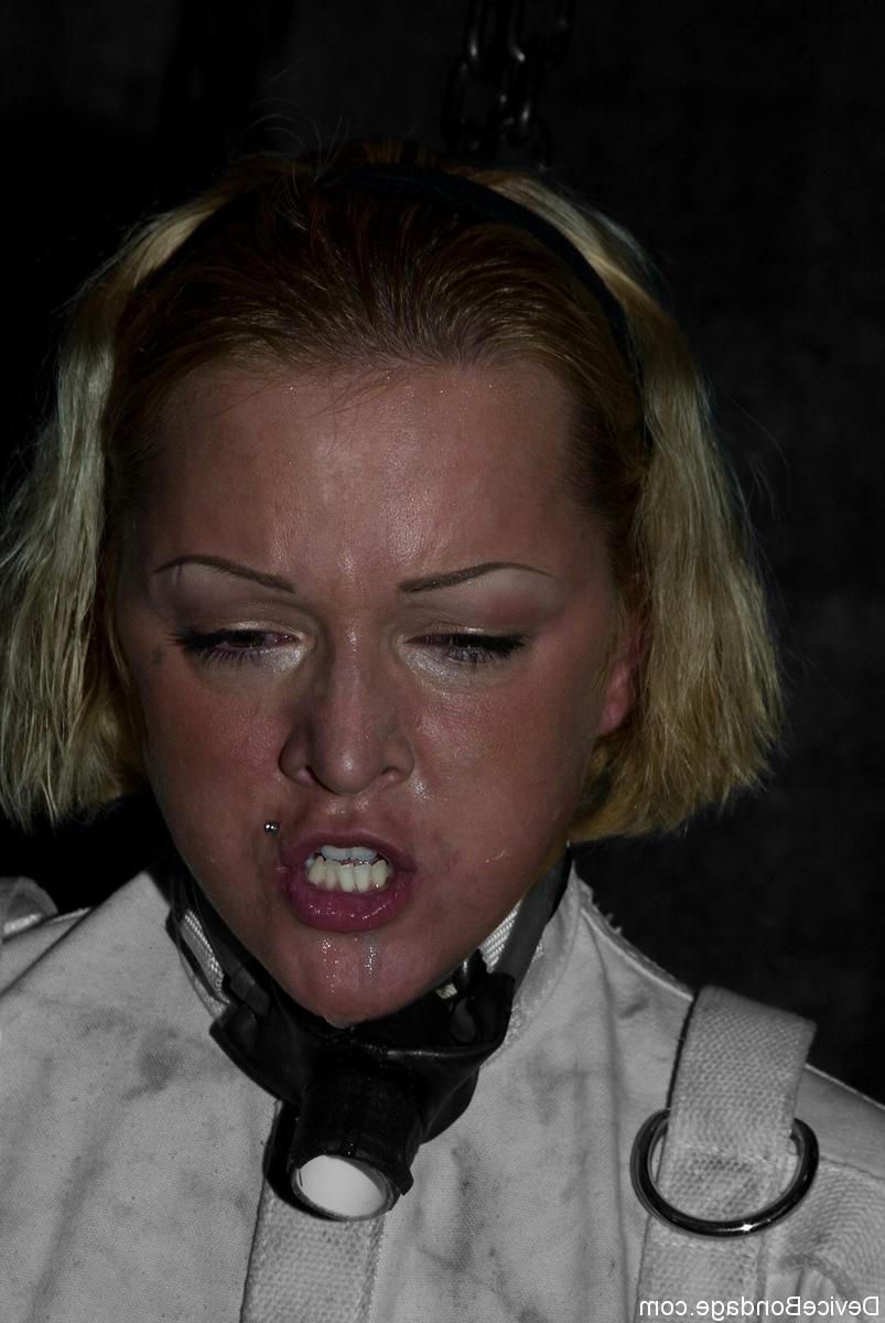 17P Blonde female Sara Faye is made to ride a Sybian in a straitjacket