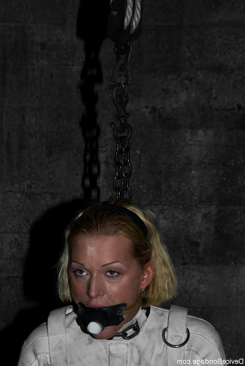 17P Blonde female Sara Faye is made to ride a Sybian in a straitjacket