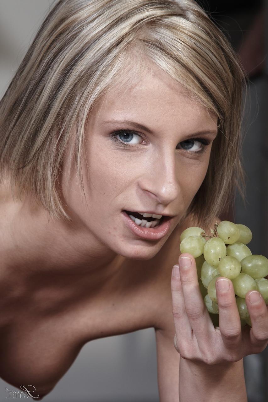 18P German lady Paris Pink poses in the hotel room, wheelchair, and with grapes