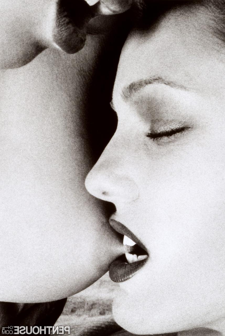 11P Beautiful retro lesbians play hotly with toys & each other in black and white