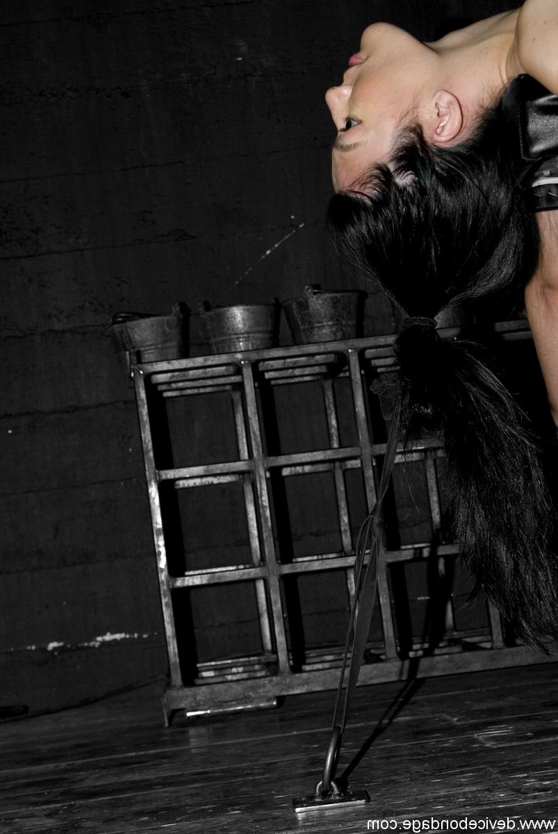 17P Naked girl Circe Borges is masturbated against her will in chains and cuffs