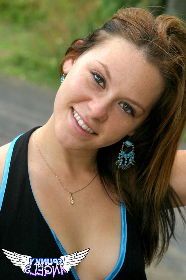 12P Cute babe Kandie flashes her sexy black underwear in public