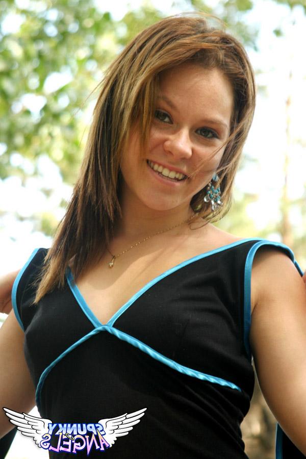 12P Cute babe Kandie flashes her sexy black underwear in public