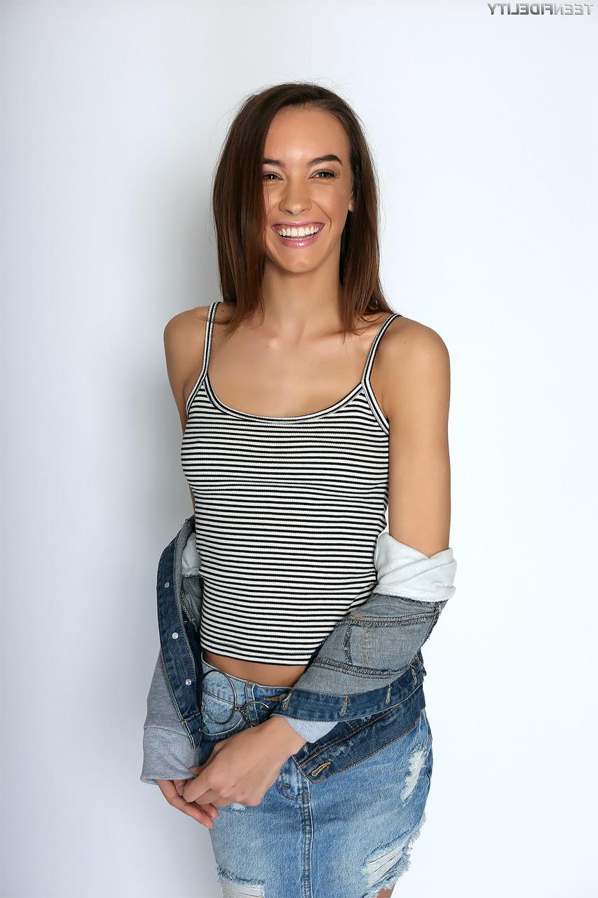 16P Skinny teen Charity Crawford performs striptease to reveal her sexy tiny tits