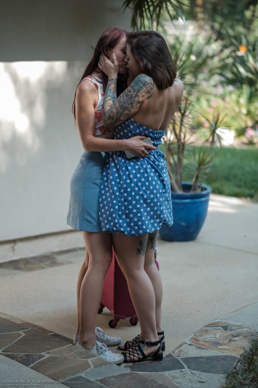 17P Two brown haired ladies Aidra Fox and Ivy Lebelle having lesbo sex at home