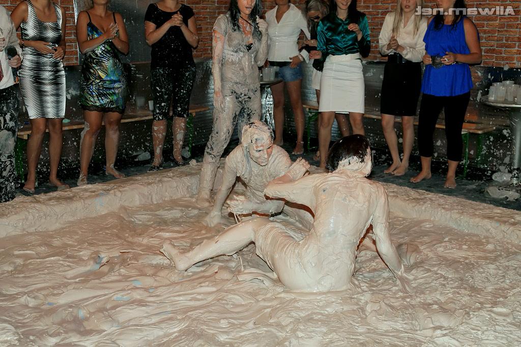 16P Stunning fetish ladies have some fully clothed mud wrestling fun