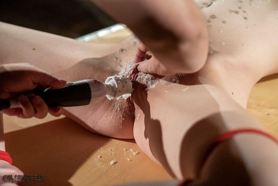 16P Thin blonde is tied up before being tortured with hot candle wax