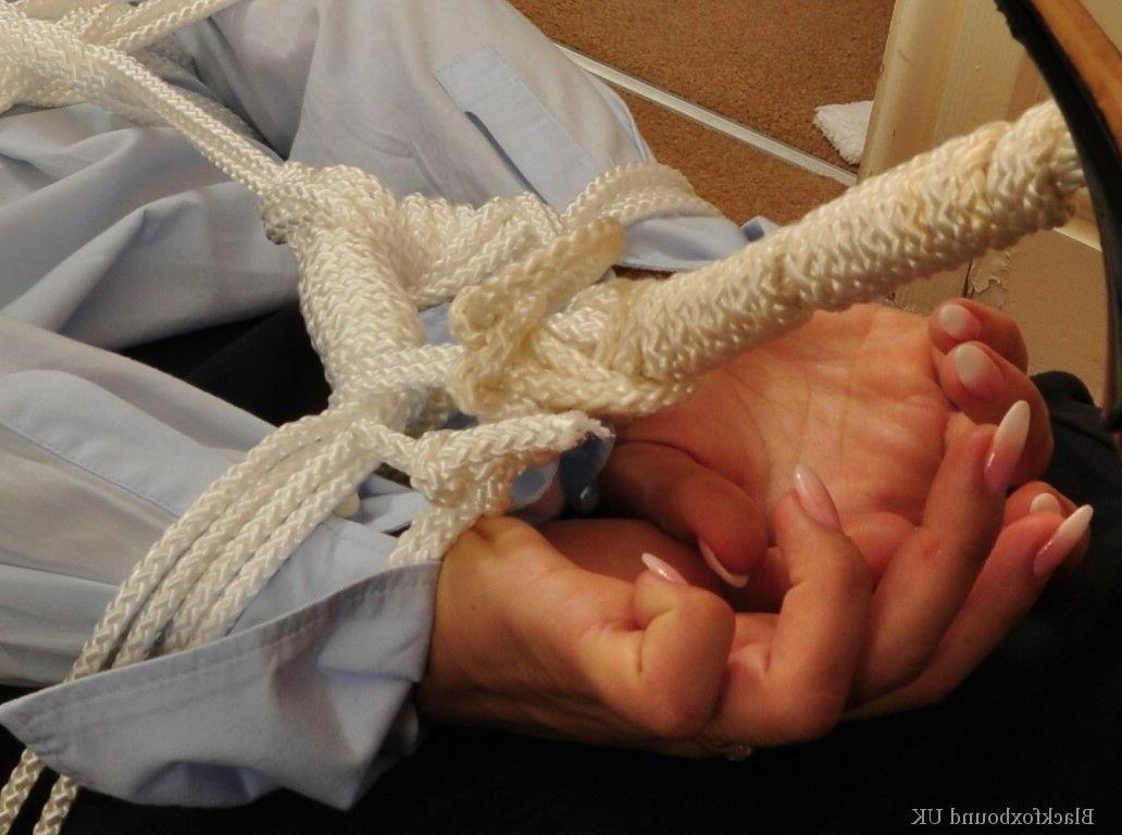 16P Redheaded security lady is left alone after being ball gagged and tied up