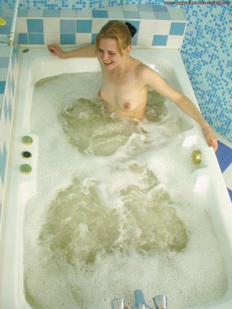 16P Stellar babe Luba taking a bath and showing that cute hairy pussy